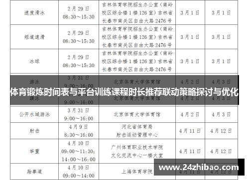 体育锻炼时间表与平台训练课程时长推荐联动策略探讨与优化